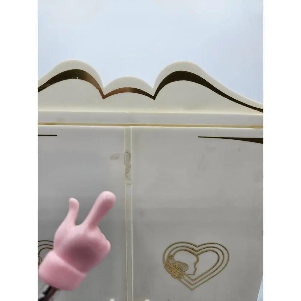 Marx Sindy 1970s Wardrobe Cream Gold‎ Trim Drawers Hangers Mirror